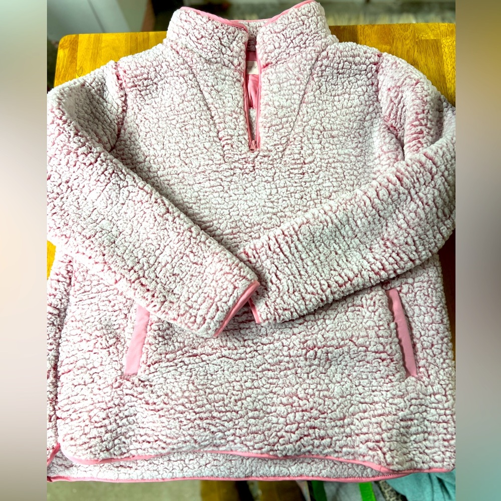 Mia & Tess Light Pink Sherpa Fleece 1/4 Zip Size XL